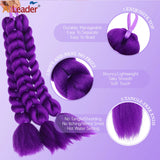 24Inch Diy Synthetic Braiding Hair Extensions Purple Braids Ponytail With Rubber Band Easy Clip In Ponytail For Cosplay Hallowee