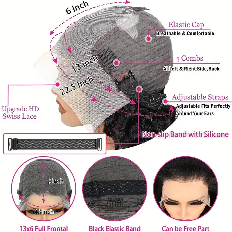 HSF Marketplace 250% density HD lace front wig with deep curly waves, pre-plucked hairline and baby hair