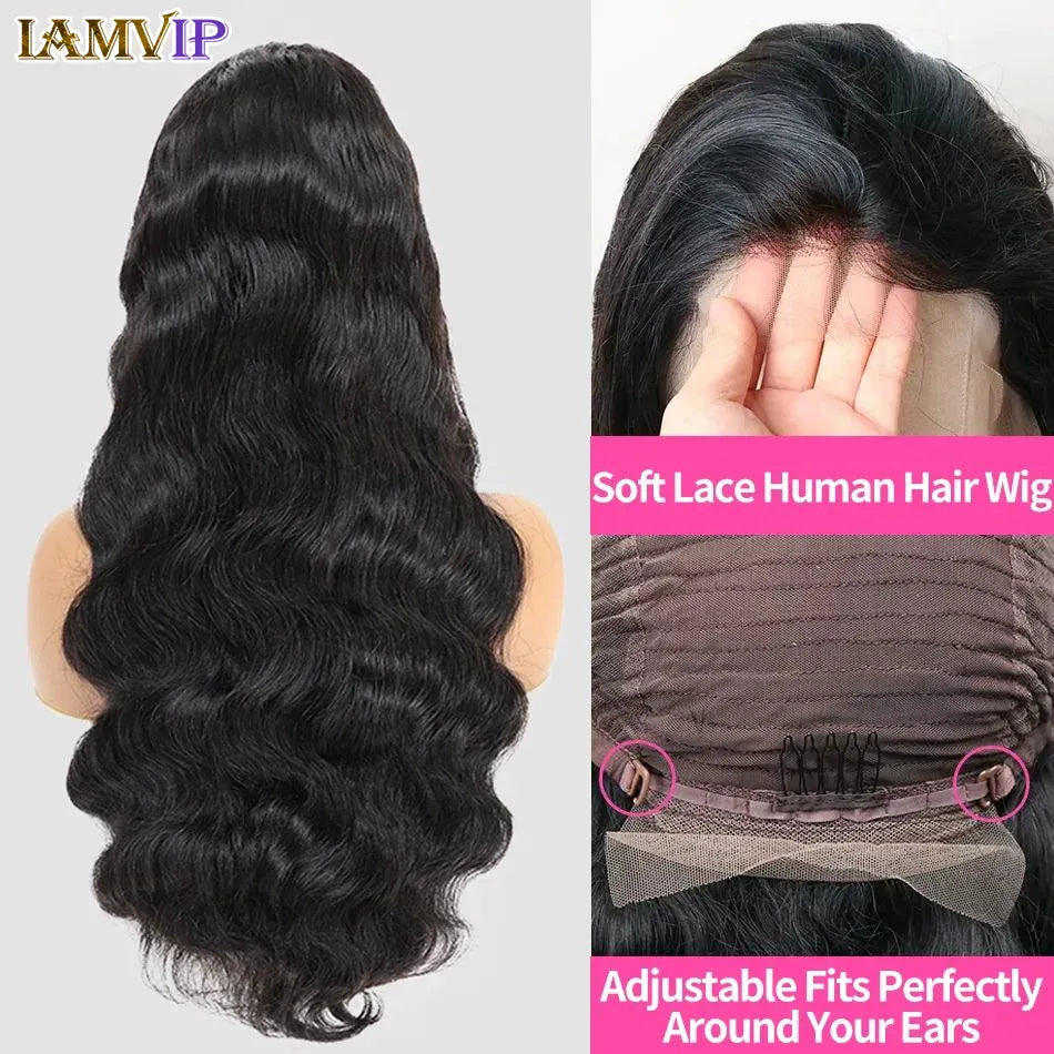 250% 30-36inch Body Wave 13x6 Hd Frontal Human Hair Pre-plucked Lace Brazilian Remy 13x4 Front Wig 4x4 Closure With Hd Full Lace