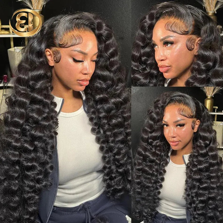 250% 30 40Inch Human Hair 13x6 HD Lace Frontal Wig Brazilian Loose Deep Wave Curly Human Hair 360 Full Lace Front Wig Preplucked