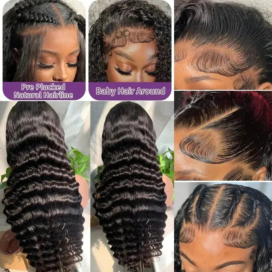 250% 300% Density Deep Wave Human Hair Wigs 100% Brazilian Transparent Hd Lace Wig 13x6 Human Hair High Density Lace Frontal Wig
