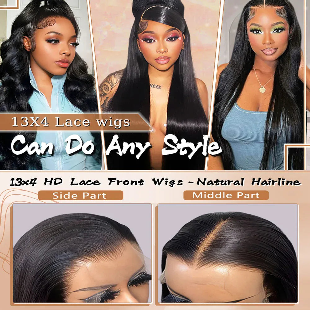 250% 40Inch Straight Lace Front Wigs Human Hair 13x6 HD Lace Frontal Wig 13X4 Straight Human Hair Wig Pre Plucked For Women