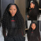 250 Density 100% Human Hair 13x6 HD 5x5 Glueless Deep Wave Lace Frontal Wigs 13x4 Curly Lace Front Wig 30 40 Inch Closure Black
