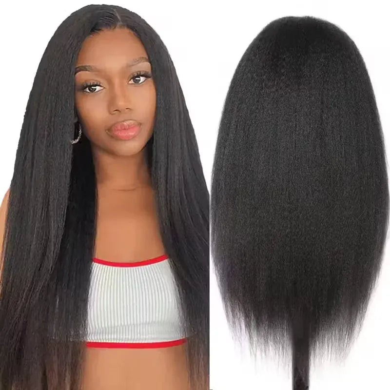 250% Density 13x4 5x5 HD Lace Frontal Wig Yaki Straight Curly Edges Glueless Wig Pre Plucked Baby Hair For Black Women