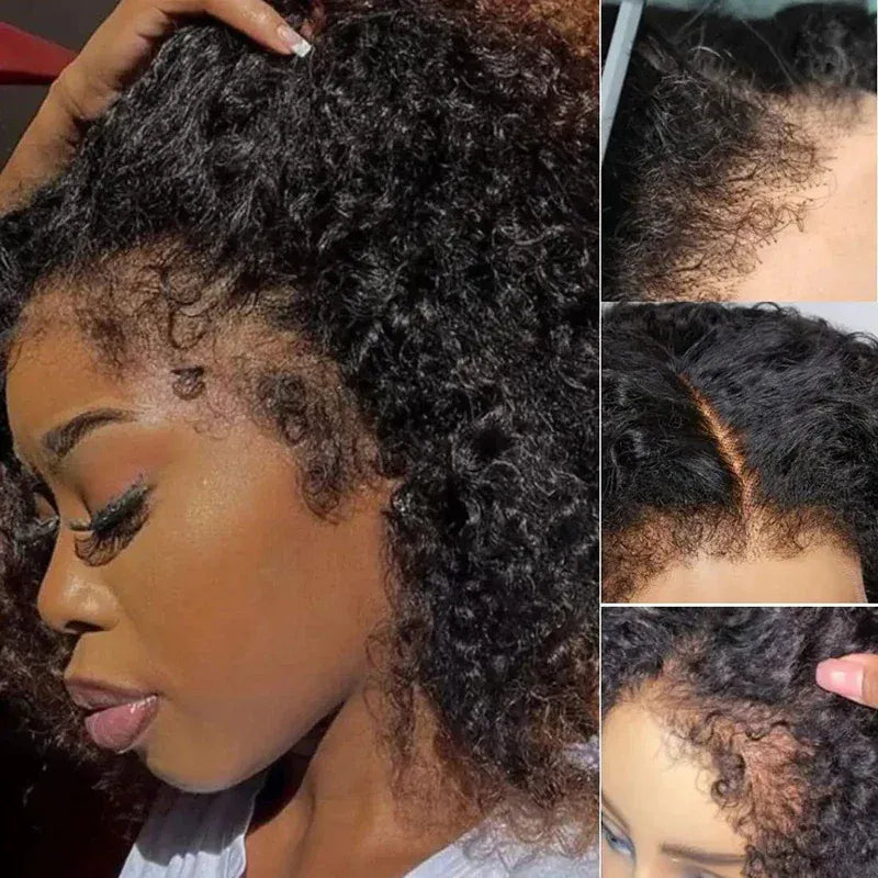 250 Density 13x6 Hd Afro Kinky Curly Wig 100% Human Hair 13x4 4c Edges Frontal Deep Wave Curly Lace Front Wigs For Women on sale