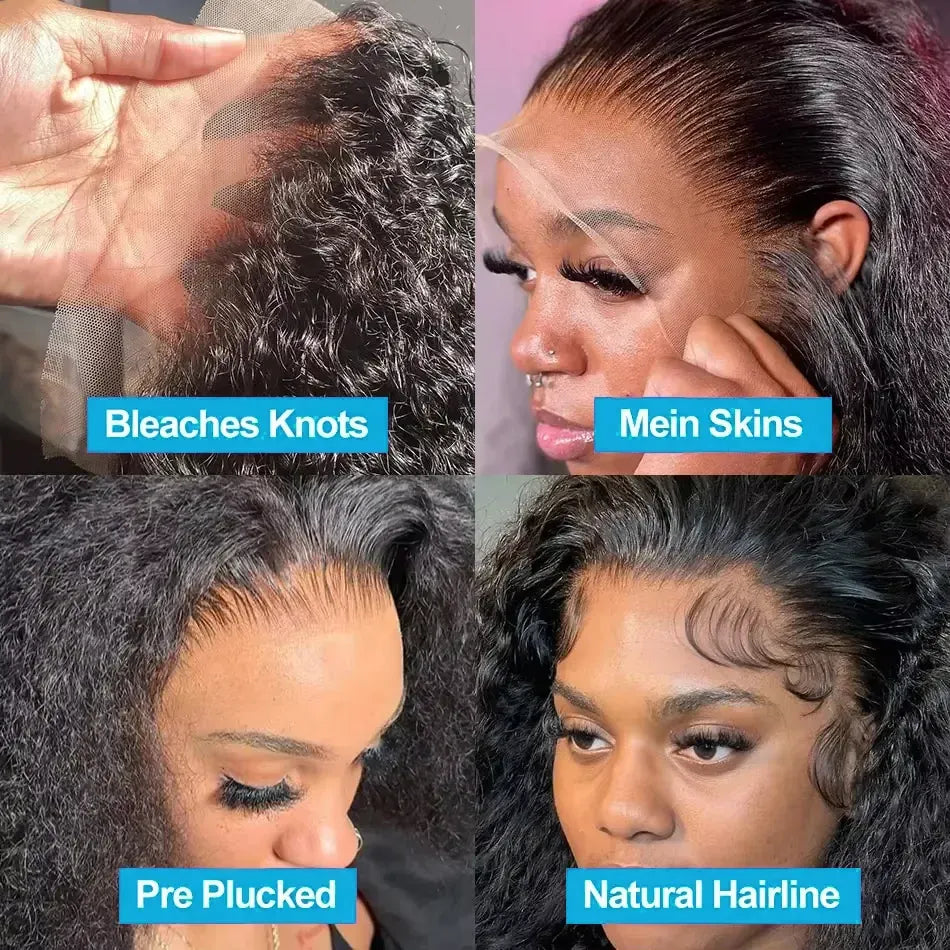250% Density 13x6 HD Deep Wave Lace Frontal Wigs Brazilian Water Wave 30 40Inch Curly Lace Front Human Hair Wigs For Black Women