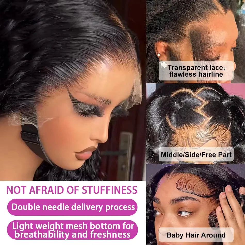 250 Density 13x6 Hd Loose Deep Wave Frontal Wig 30 40 inch Transparent Lace Wigs 100% Human Hair Curly Lace Front Wig For Women