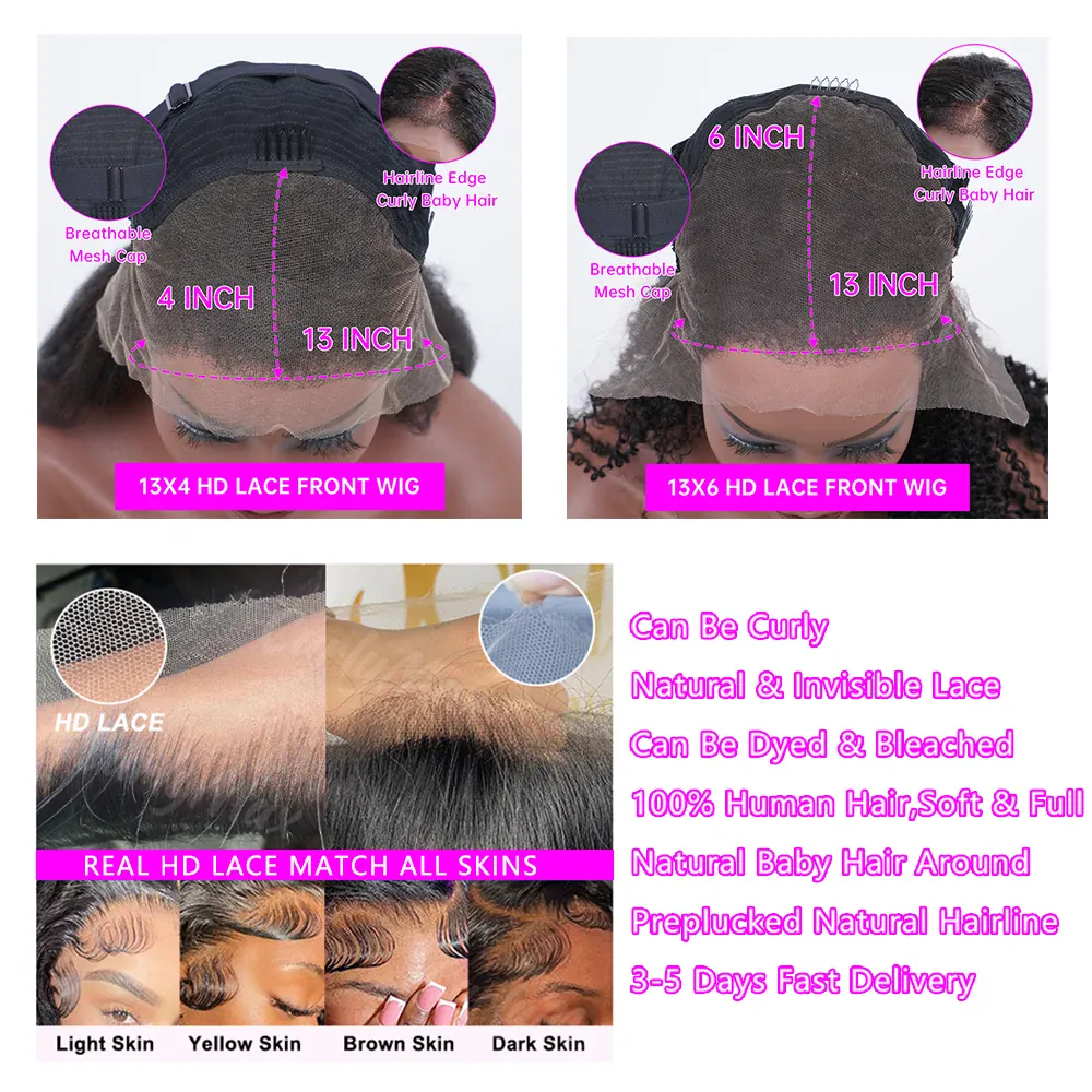 250 Density 13x6 Hd Loose Deep Wave Frontal Wig 30 40 inch Transparent Lace Wigs 100% Human Hair Curly Lace Front Wig For Women
