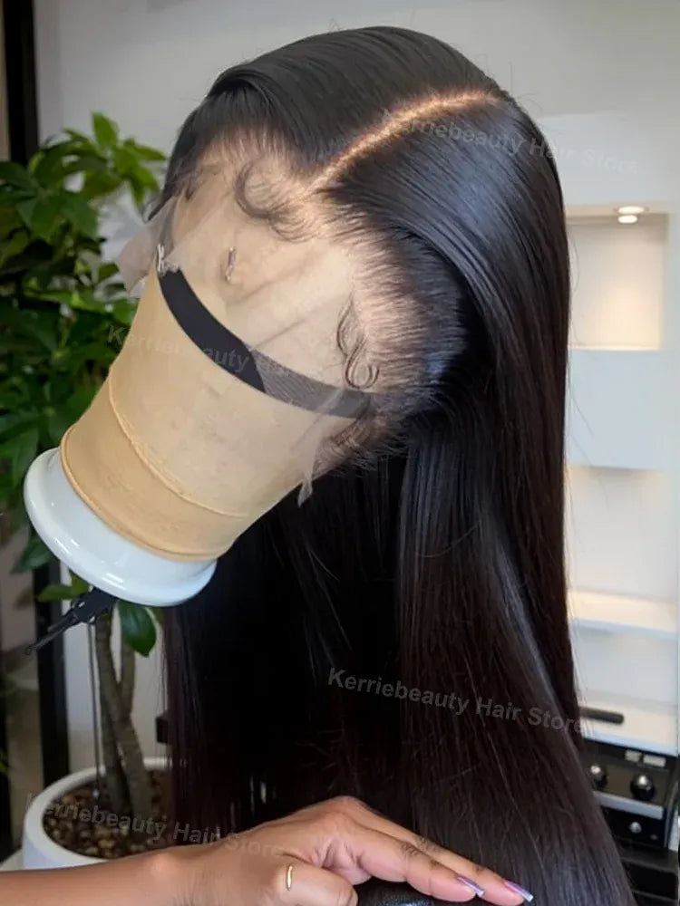 250 Density 30 40 46 Inch Bone Straight 100% Human Hair 360 Lace Front Wig Black 13x6 13x4 HD Lace Frontal Wigs Pre Plucked