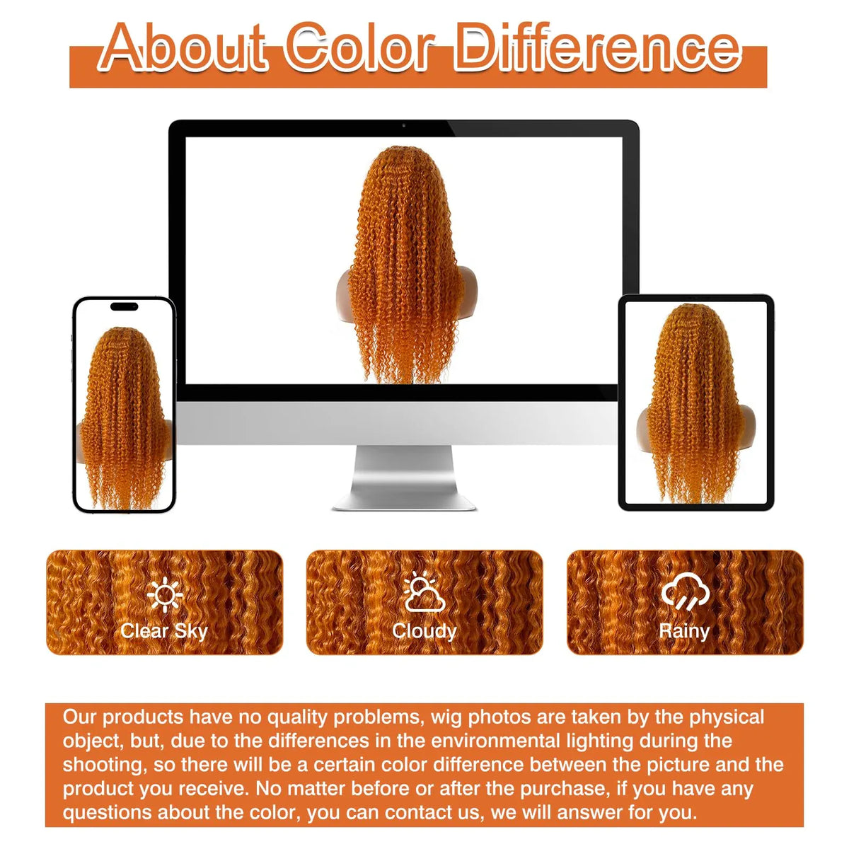 250 Density orange ginger curly human hair wig with 13x6 HD lace frontal, deep wave Brazilian water wave style for women