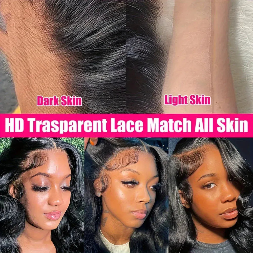 250 Density Body Wave Lace Front Wigs 13x4 13x6 40 Inch Lace Closure Wig 5x5 Gluless Transparent Human Hair Lace Frontal Wigs