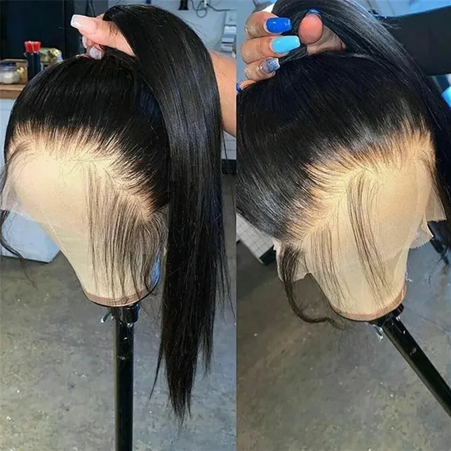 250 Density Bone Straight Human Hair Wigs 13x6 Hd Transparent Lace Frontal Wig 30 40 Inch Brazilian 360 Full Lace Front Human Hair Pre Plucked Wig For Women