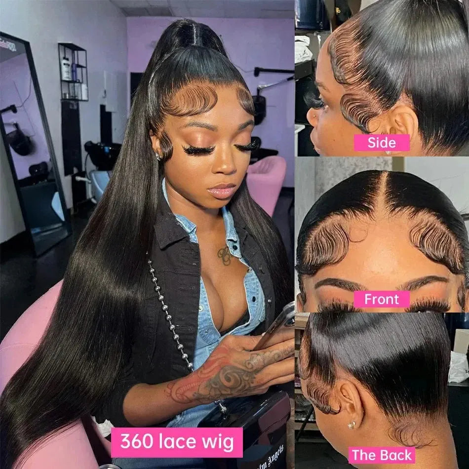250 Density Bone Straight Human Hair Wigs 13x6 Hd Transparent Lace Frontal Wig 30 40 Inch Brazilian 360 Full Lace Front Human Hair Pre Plucked Wig For Women