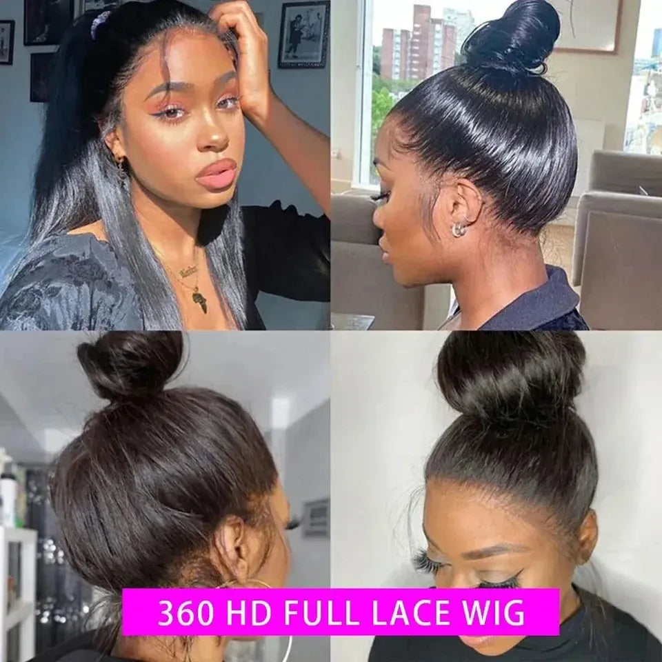 250 Density Bone Straight Human Hair Wigs 13x6 Hd Transparent Lace Frontal Wig 30 40 Inch Brazilian 360 Full Lace Front Human Hair Pre Plucked Wig For Women