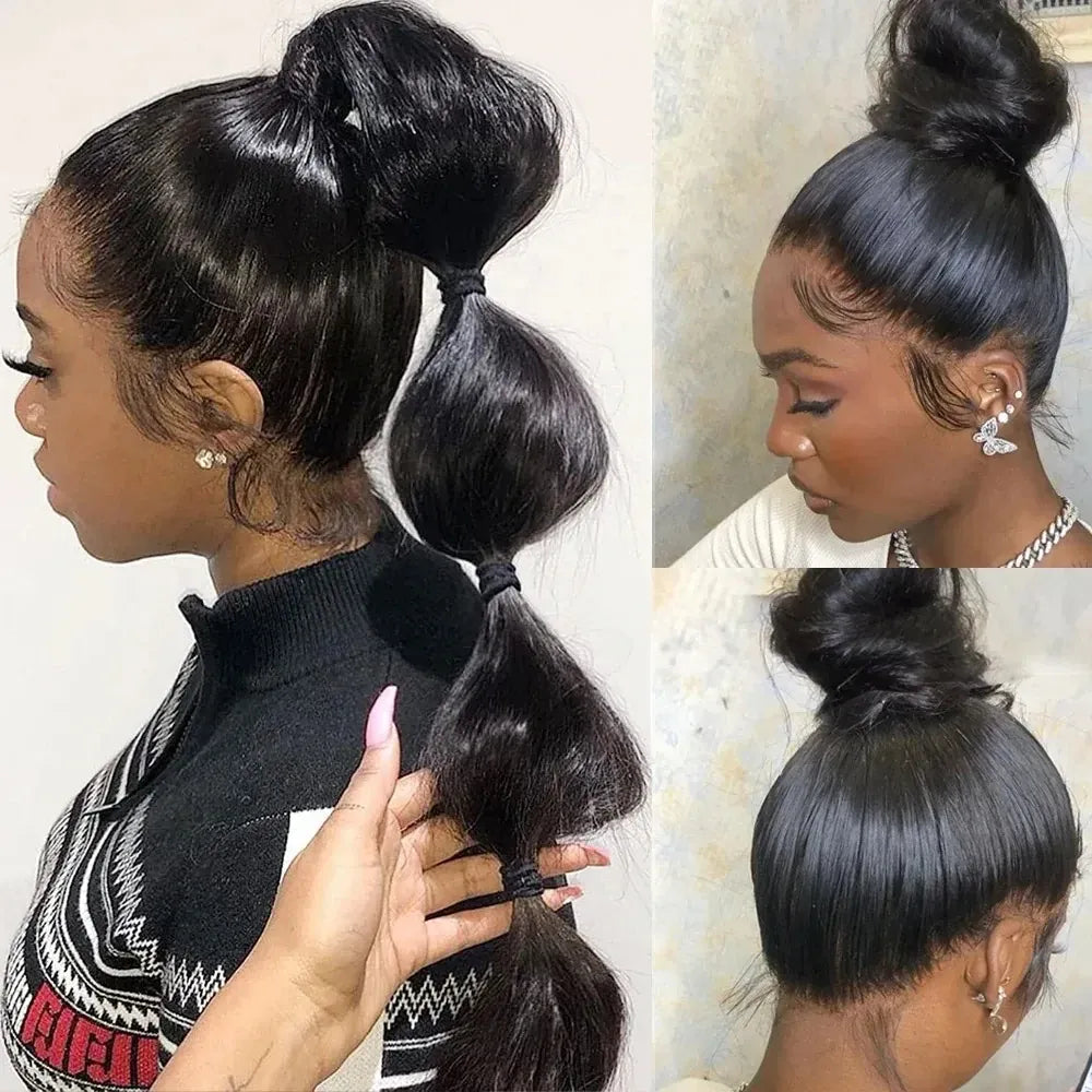 250 Density Bone Straight Human Hair Wigs 13x6 Hd Transparent Lace Frontal Wig 30 40 Inch Brazilian 360 Full Lace Front Human Hair Pre Plucked Wig For Women