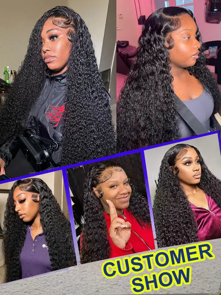 250 Density Deep Wave 40 Inch 13x6 Hd Lace Front Wig Human Hair Curly Wigs Water Wave Transparent Lace Front Wig For Black Women