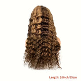 250% Density High Gloss 4/27 Gold Gradient Brown Deep Wave 5x5 Non Adhesive Lace Front Wig Brazilian Hair Suitable for Women