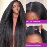 250% Density Kinky Straight Human Hair 13x4 Transparent Lace Front Wigs 5x5Glueless Wigs Kinky Straight Human Hair Wigs For Women