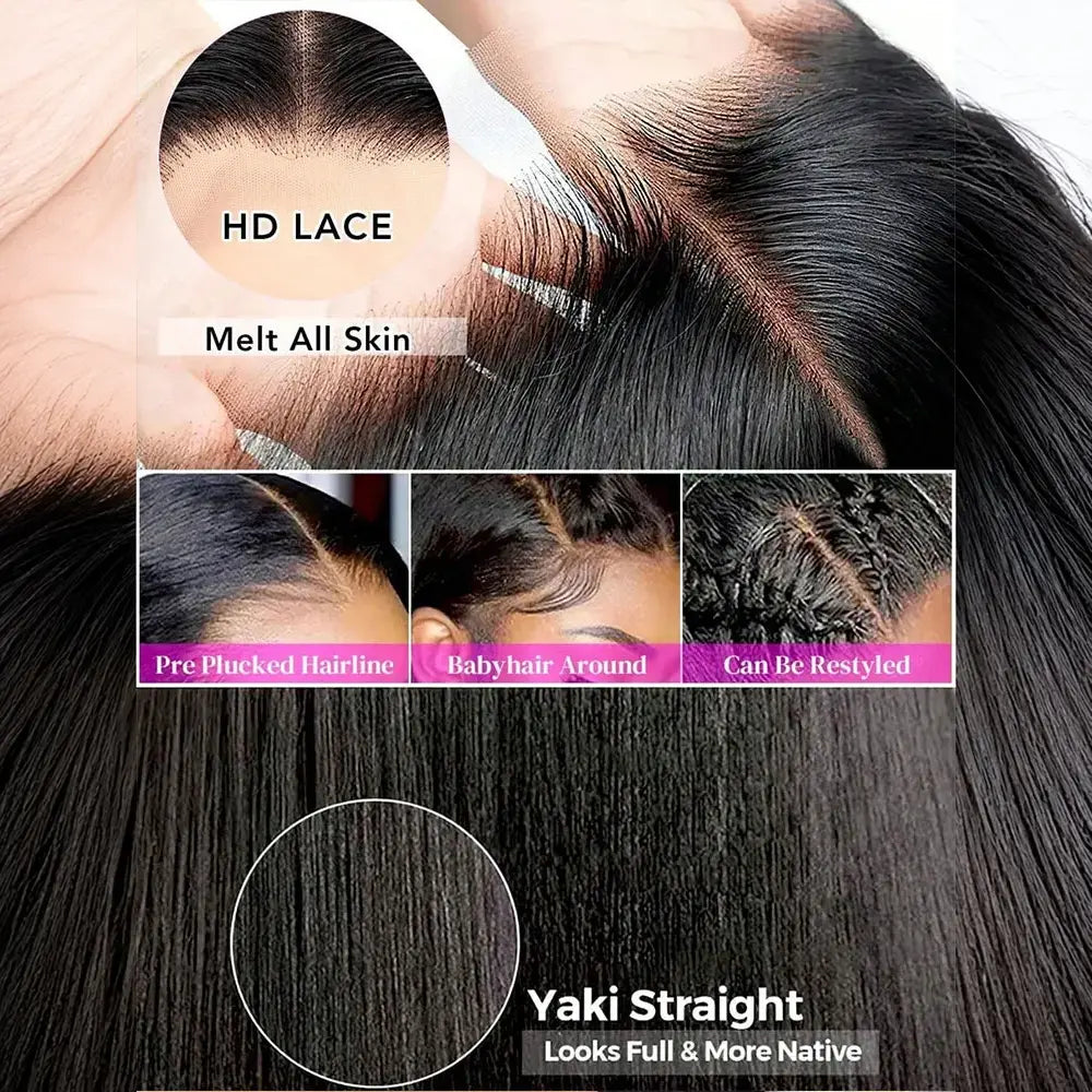 250% Density Kinky Straight Human Hair 13x4 Transparent Lace Front Wigs 5x5Glueless Wigs Kinky Straight Human Hair Wigs For Women