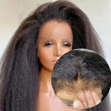 250% Density Kinky Straight Wig Made from Human Hair Featuring a 13X4 HD Lace Front Ideal for Women This Glueless Frontal Wig