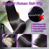 250% Density Straight Human Hair Wig 13x4 HD Transparent Lace Front Wigs Brazilian Straight 13x6 Lace Front Wigs Natural Black Hair For Women