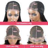 250% Kinky Straight Glueless Wig Ready To Wear And Go 13x6 Hd Yaki Straight Lace Front Human Hair Wigs For Women 30 36 Inch