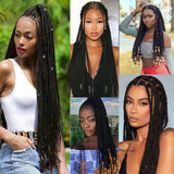 26 Inch Bone Straight Braiding Hair Synthetic Crochet Braids Hair Extensions Silky Pre Stretched Box Braids Hair Ombre Black