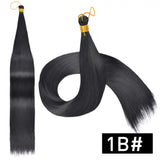 26 Inch Bone Straight Braiding Hair Synthetic Crochet Braids Hair Extensions Silky Pre Stretched Box Braids Hair Ombre Black