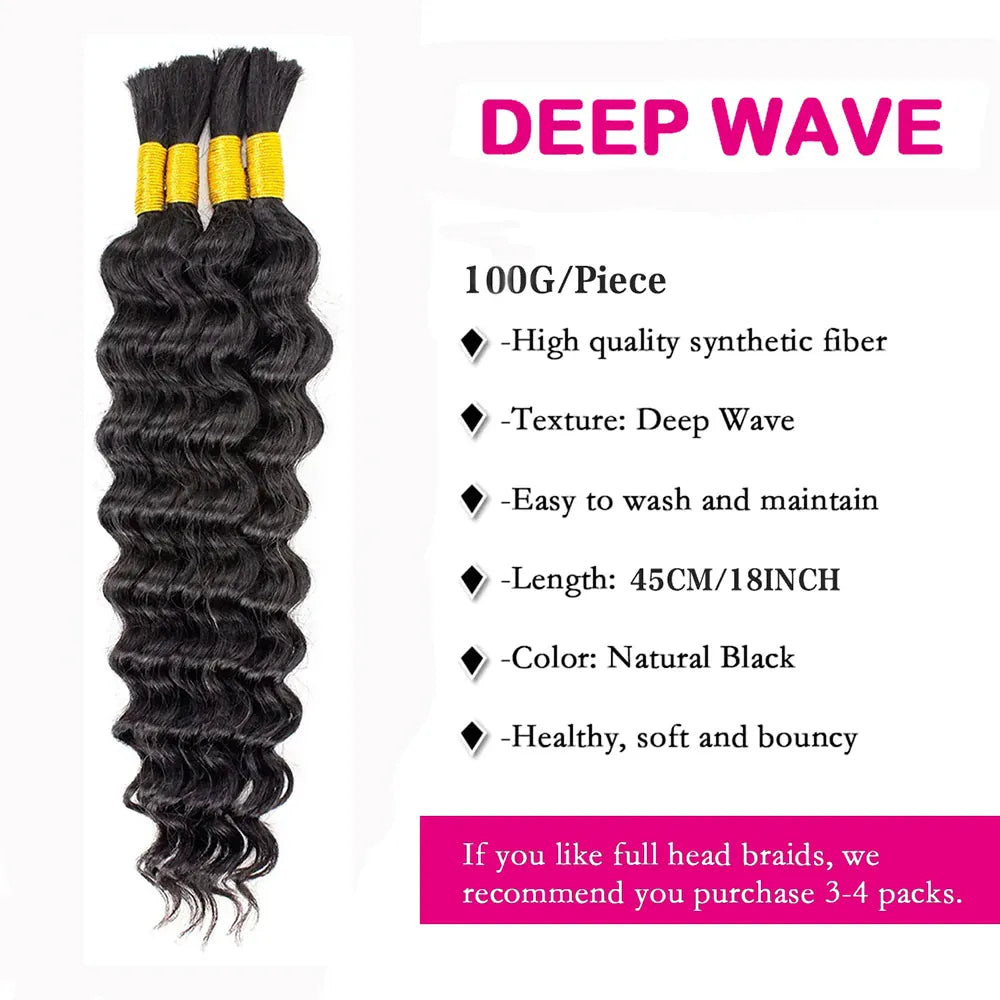26 Inch Deep Wave Bulk Human Hair 2 Bundles Human Hair 100g Brazilian Braiding Hair For Women Boho Braids Human Hair Bundles