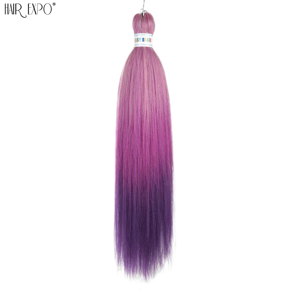 26Inch Easy Braids Hair Synthetic Colourful Pre Stretched Braiding Hair Extensions Jumbo Braids Ombre Yaki Long Straight Hair