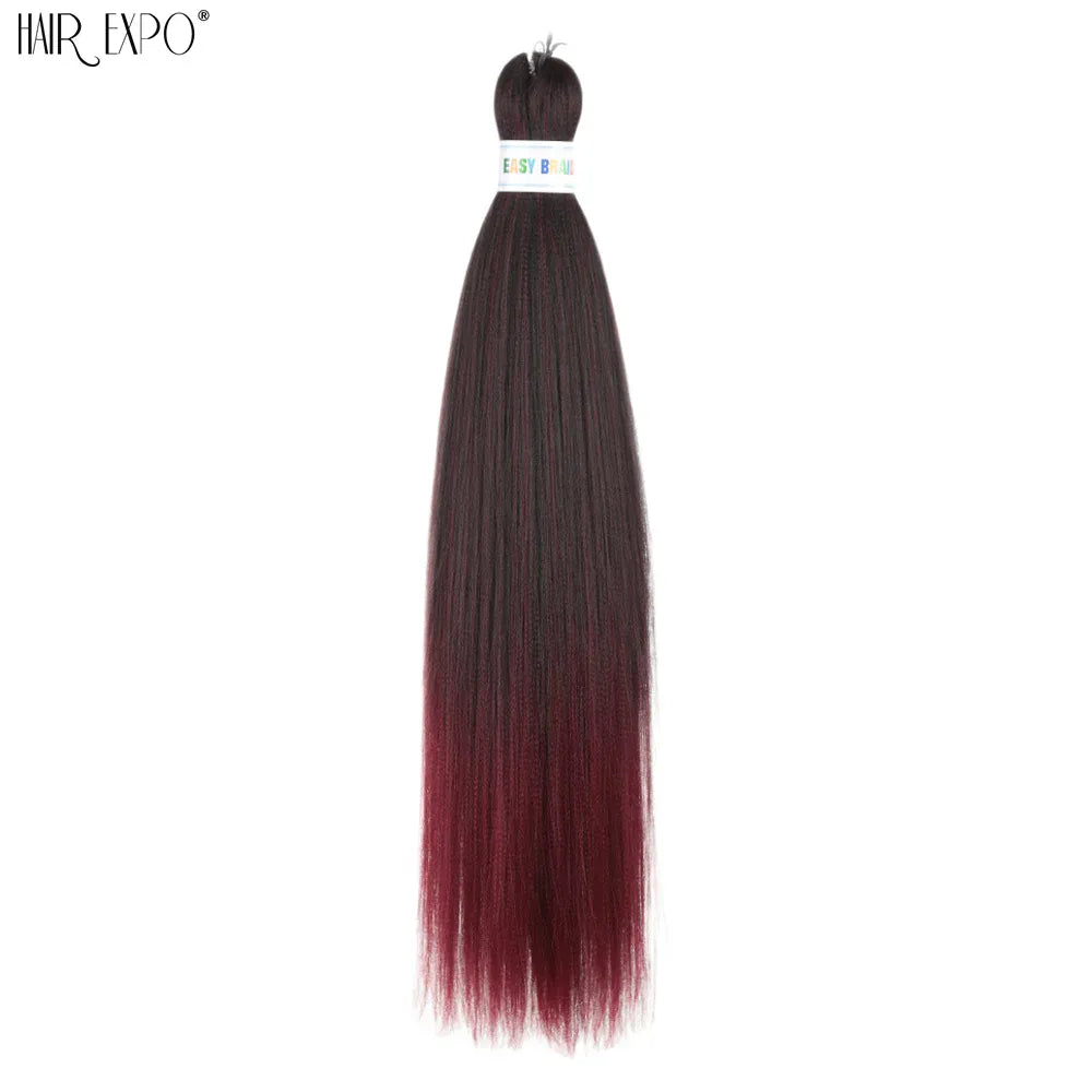 26Inch Easy Braids Hair Synthetic Colourful Pre Stretched Braiding Hair Extensions Jumbo Braids Ombre Yaki Long Straight Hair
