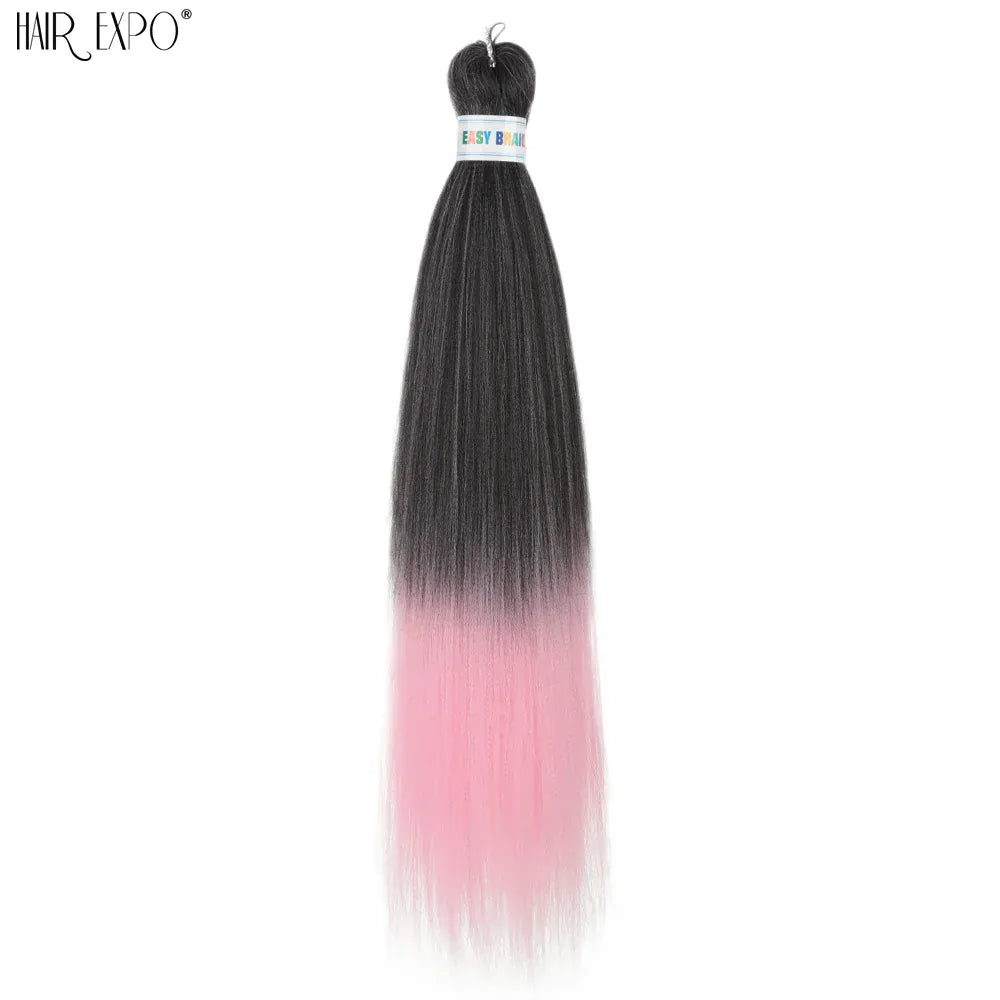 26Inch Easy Braids Hair Synthetic Colourful Pre Stretched Braiding Hair Extensions Jumbo Braids Ombre Yaki Long Straight Hair
