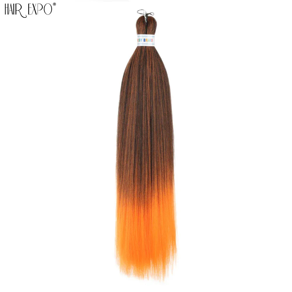 26Inch Easy Braids Hair Synthetic Colourful Pre Stretched Braiding Hair Extensions Jumbo Braids Ombre Yaki Long Straight Hair