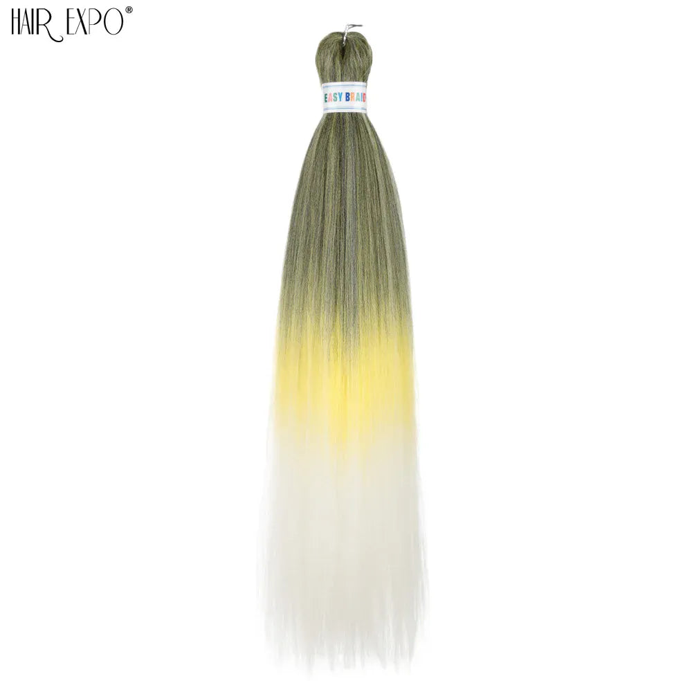 26Inch Easy Braids Hair Synthetic Colourful Pre Stretched Braiding Hair Extensions Jumbo Braids Ombre Yaki Long Straight Hair