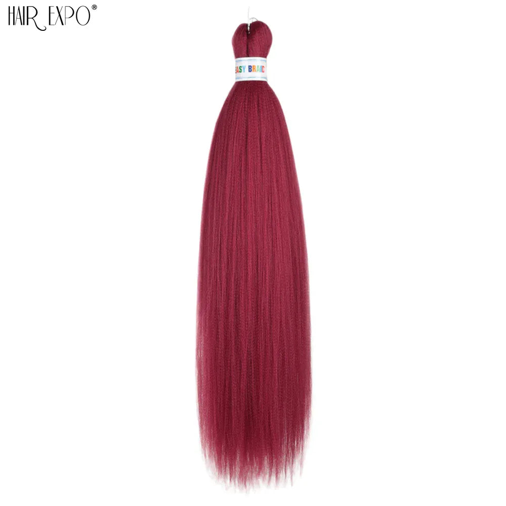 26Inch Easy Braids Hair Synthetic Colourful Pre Stretched Braiding Hair Extensions Jumbo Braids Ombre Yaki Long Straight Hair