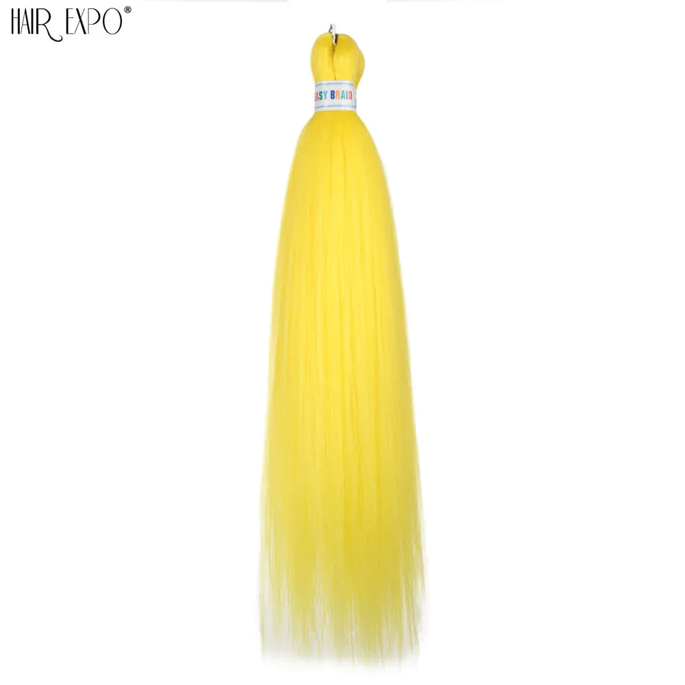 26Inch Easy Braids Hair Synthetic Colourful Pre Stretched Braiding Hair Extensions Jumbo Braids Ombre Yaki Long Straight Hair