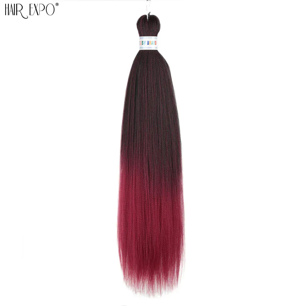 26Inch Easy Braids Hair Synthetic Colourful Pre Stretched Braiding Hair Extensions Jumbo Braids Ombre Yaki Long Straight Hair