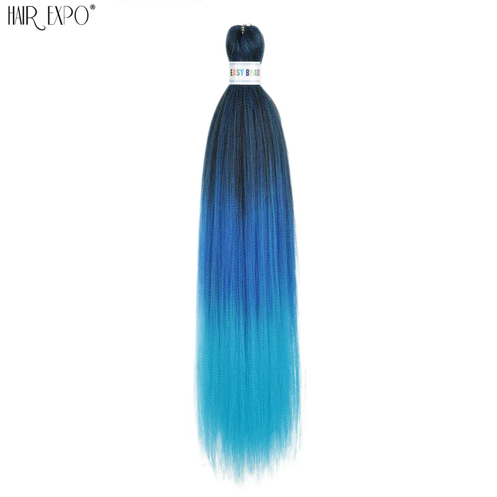 26Inch Easy Braids Hair Synthetic Colourful Pre Stretched Braiding Hair Extensions Jumbo Braids Ombre Yaki Long Straight Hair