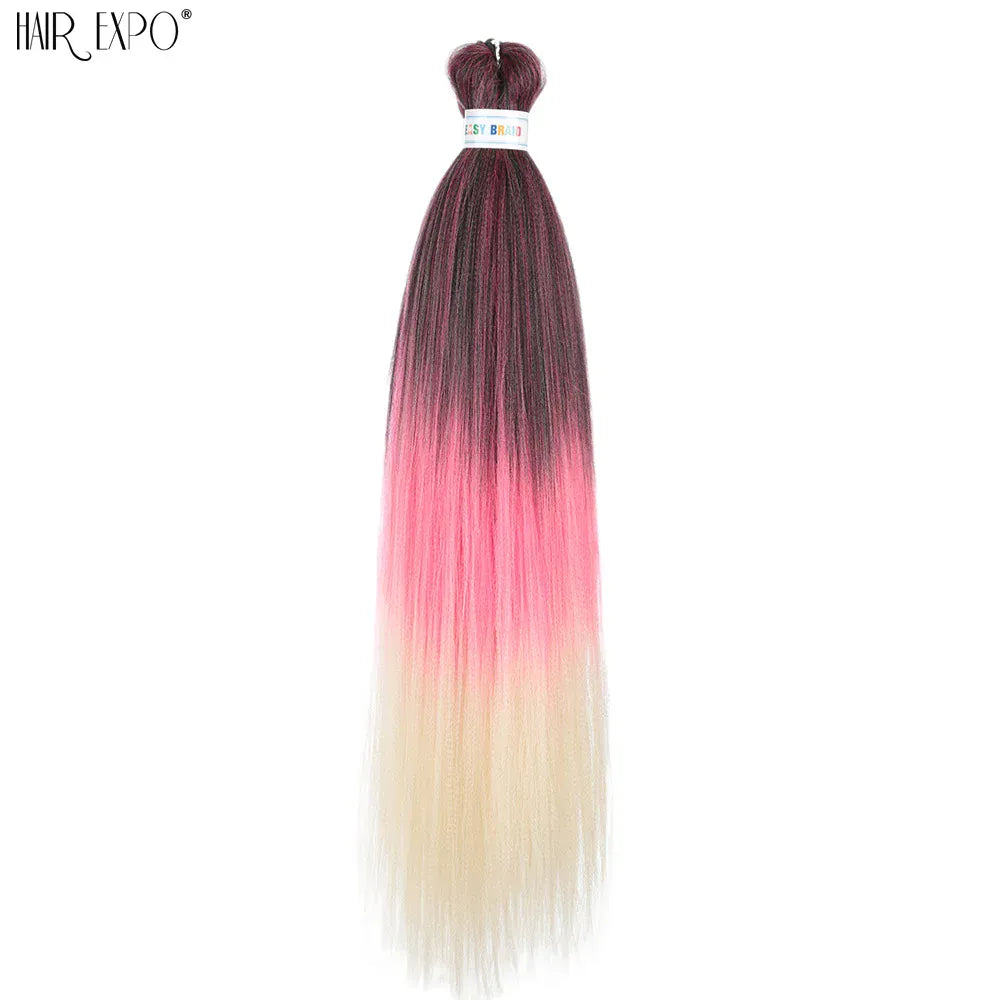 26Inch Easy Braids Hair Synthetic Colourful Pre Stretched Braiding Hair Extensions Jumbo Braids Ombre Yaki Long Straight Hair