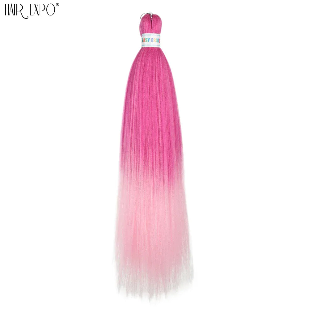 26Inch Easy Braids Hair Synthetic Colourful Pre Stretched Braiding Hair Extensions Jumbo Braids Ombre Yaki Long Straight Hair