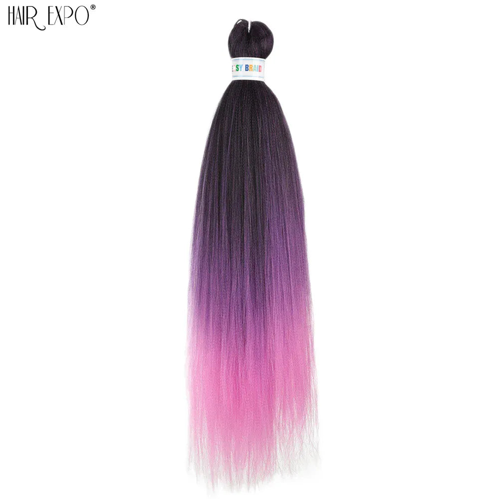 26Inch Easy Braids Hair Synthetic Colourful Pre Stretched Braiding Hair Extensions Jumbo Braids Ombre Yaki Long Straight Hair