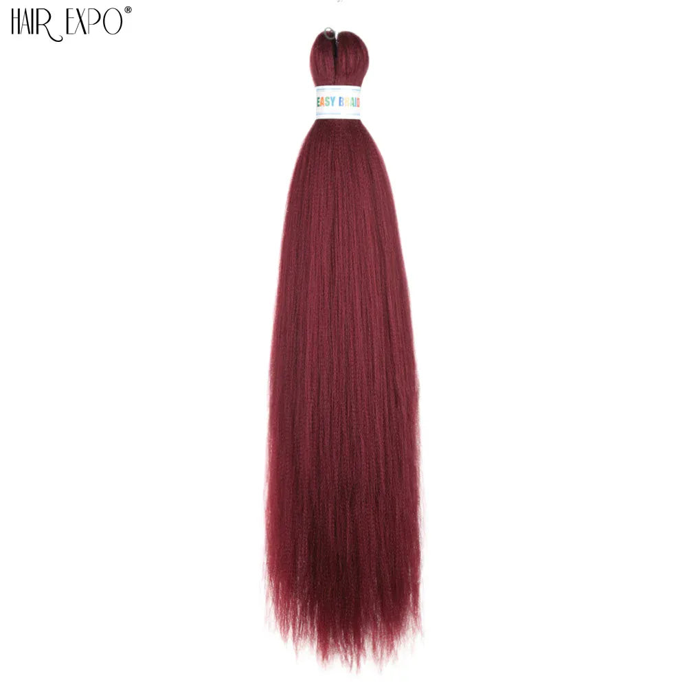 26Inch Easy Braids Hair Synthetic Colourful Pre Stretched Braiding Hair Extensions Jumbo Braids Ombre Yaki Long Straight Hair