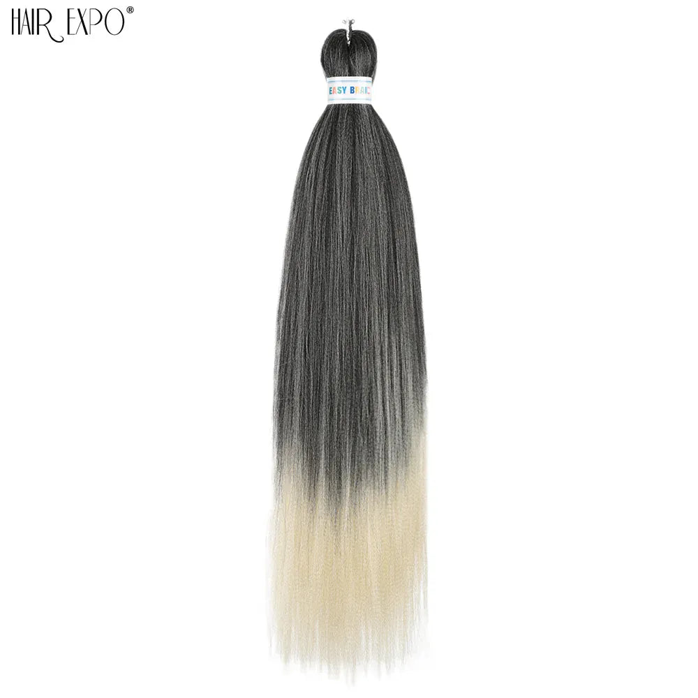 26Inch Easy Braids Hair Synthetic Colourful Pre Stretched Braiding Hair Extensions Jumbo Braids Ombre Yaki Long Straight Hair