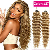 #27 Honey Blonde Miracle Knots Crochet Human Hair Deep Wave Feather Crochet Hair For Boho Braids Burmese Curly Crochet Hair Deep Wave Bundles 100% Human Hair Crochet Hair Extension Deep Curly Crochet Hair For Black Woman  #30