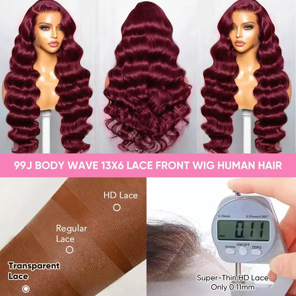 28 Inch 99j Burgundy Lace Front Wigs Human Hair Red Burgundy Wig 180% Density 13x6 Body Wave Lace Front Wigs Pre Plucked Glueless Lace Front Wigs Human Hair for Women