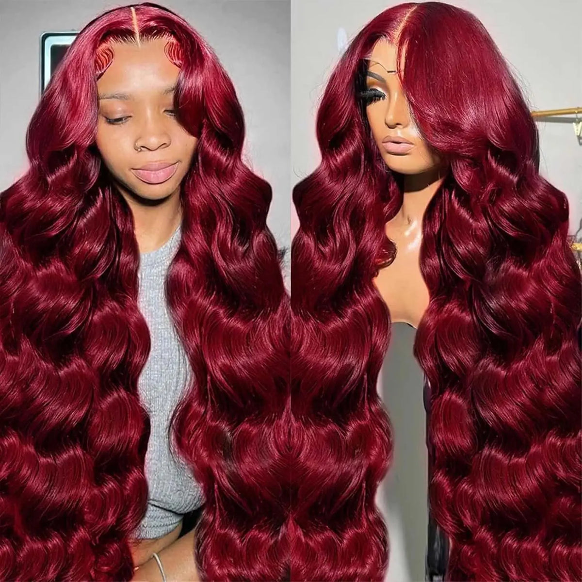 28 Inch 99j Burgundy Lace Front Wigs Human Hair Red Burgundy Wig 180% Density 13x6 Body Wave Lace Front Wigs Pre Plucked Glueless Lace Front Wigs Human Hair for Women