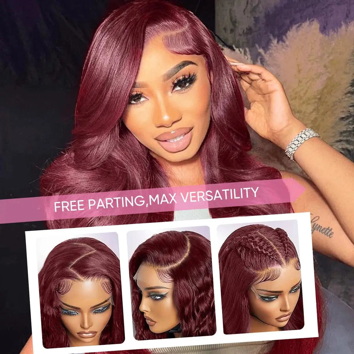 28 Inch 99j Burgundy Lace Front Wigs Human Hair Red Burgundy Wig 180% Density 13x6 Body Wave Lace Front Wigs Pre Plucked Glueless Lace Front Wigs Human Hair for Women