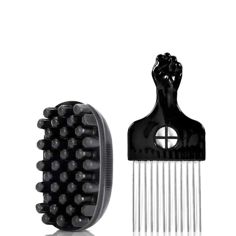 2Pcs Hair Styling Set Wave Twist Sponge Brush & Afro Pick Comb For Men Women Dreadlock Coily Curly Hair DIY Braid Styling Tool