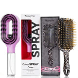 2Pcs Spray Hair Brush & Leopard Paddle Brush Set Refillable Fine Mist Hair Comb Detangle Anti‑Frizz Scalp Massage Air Cushion Hair Styling Tool for Women Wet Dry Hair