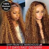 30 32 Inch Highlight Ombre Lace Frontal Wig Curly Human Hair Wigs 4/27 Colored 13x4 13X6 Deep Curly 4x4 5X5 Lace Closure Wigs